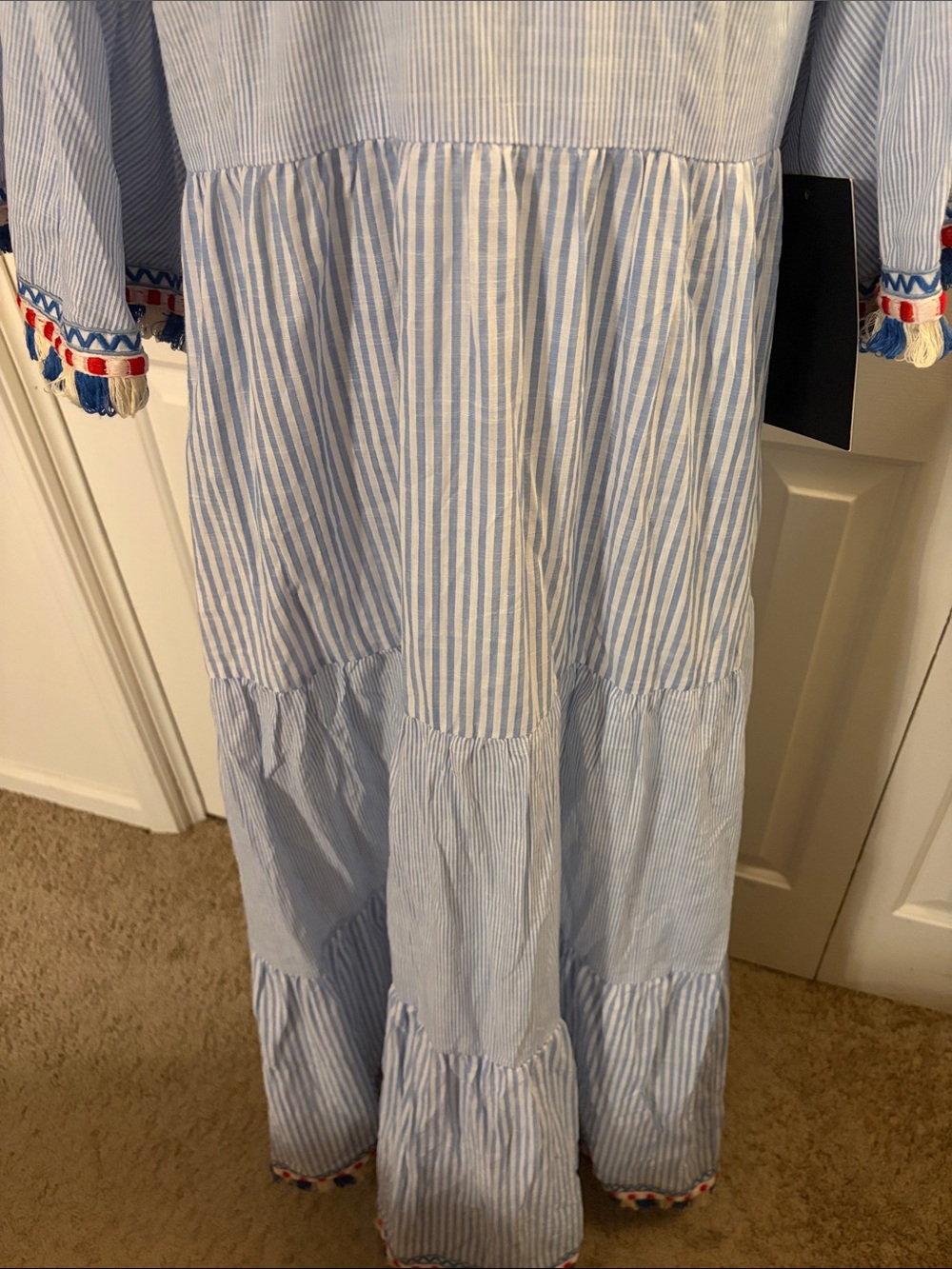 Tuckernuck Chambray Stripe Fringe Ginger Maxi Dress - Picture 6 of 9